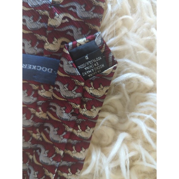 Dockers Boy's OS Short Silk Red Dinosaur Clip On Tie Holiday Church - Picture 6 of 7